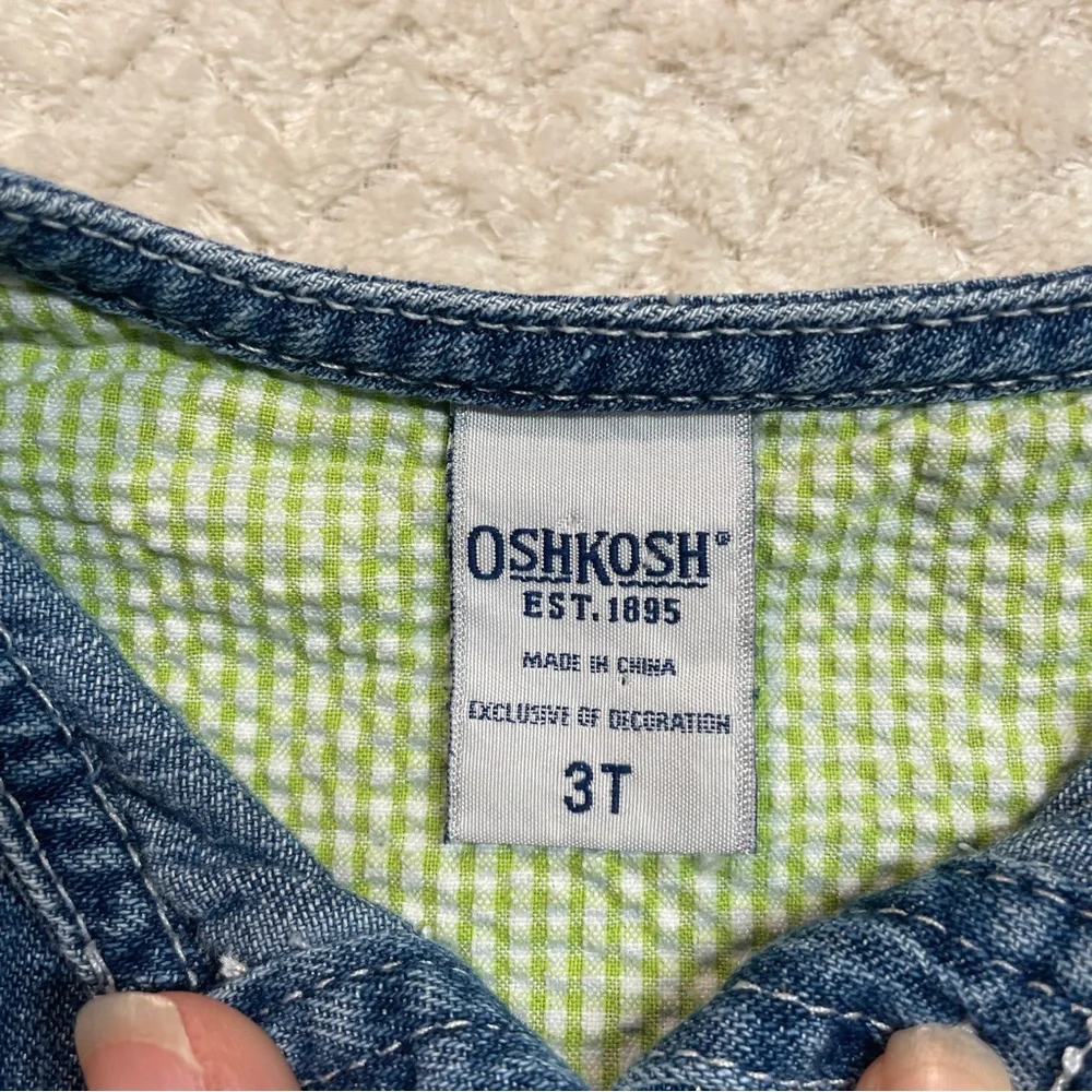 Vintage Y2K OshKosh Toddler Denim Floral Embroidered Pleated Dress‎ Size 3T